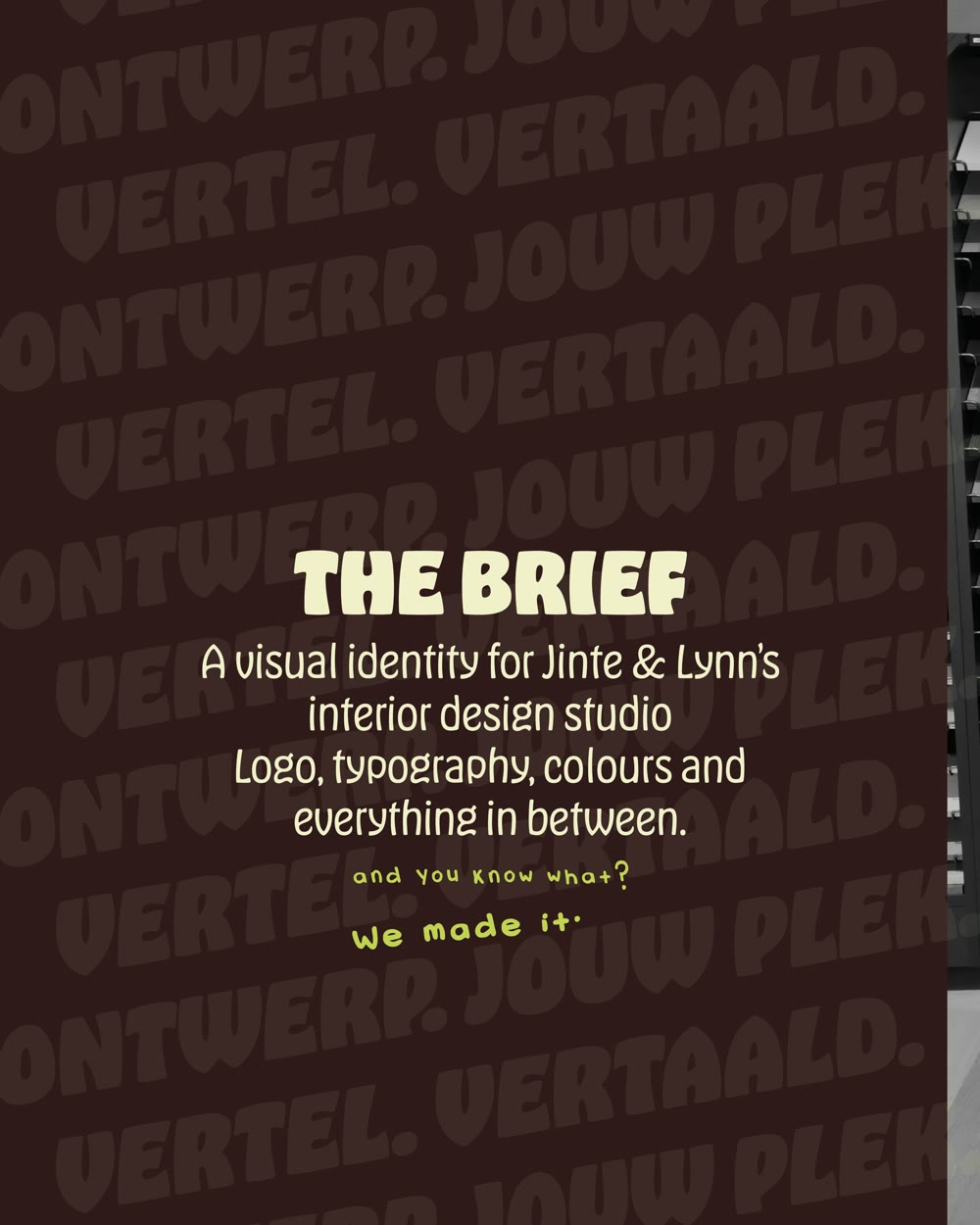 The brief: een visuele identiteit voor de interieurstudio van Jinte en Lynn